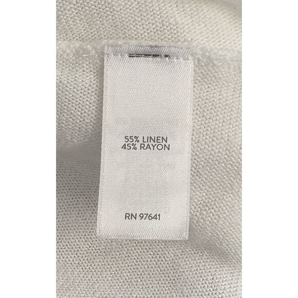 J Jill White Linen Blend Knit Cardigan With Frayed Cuffs Size Petite Small - Picture 6 of 6